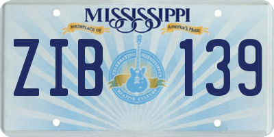 MS license plate ZIB139