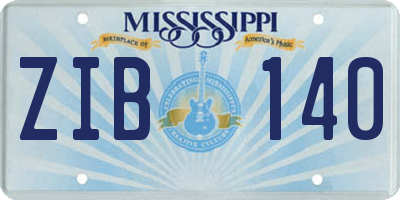 MS license plate ZIB140