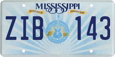 MS license plate ZIB143