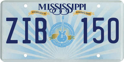 MS license plate ZIB150
