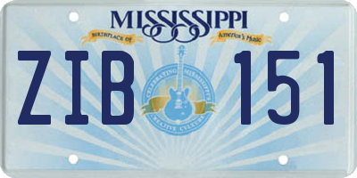 MS license plate ZIB151