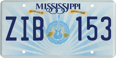 MS license plate ZIB153