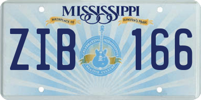 MS license plate ZIB166