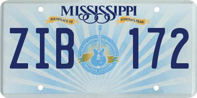 MS license plate ZIB172