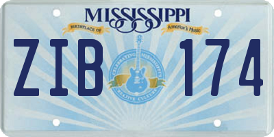 MS license plate ZIB174
