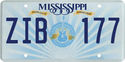 MS license plate ZIB177