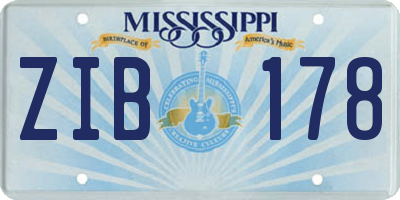 MS license plate ZIB178
