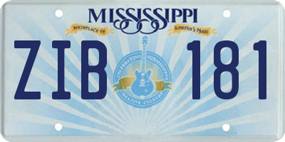 MS license plate ZIB181