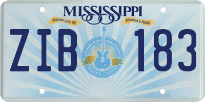 MS license plate ZIB183