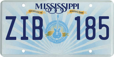 MS license plate ZIB185