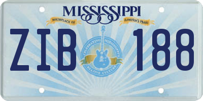 MS license plate ZIB188