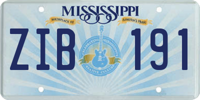 MS license plate ZIB191