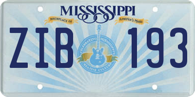 MS license plate ZIB193