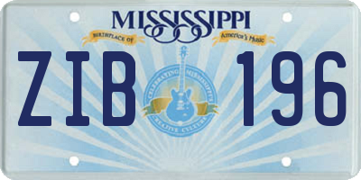 MS license plate ZIB196