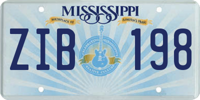 MS license plate ZIB198