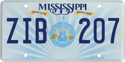 MS license plate ZIB207
