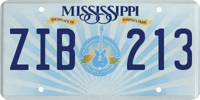 MS license plate ZIB213