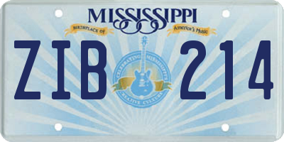 MS license plate ZIB214