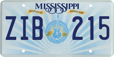 MS license plate ZIB215