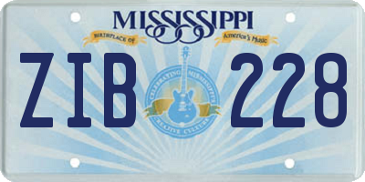 MS license plate ZIB228