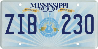 MS license plate ZIB230