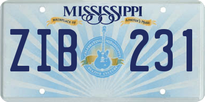 MS license plate ZIB231