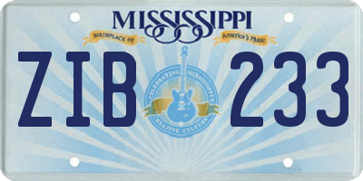 MS license plate ZIB233