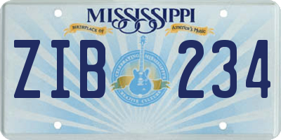 MS license plate ZIB234