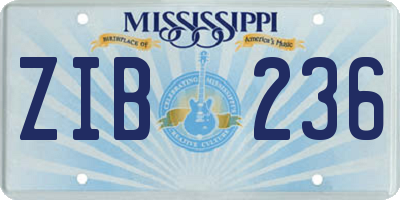 MS license plate ZIB236