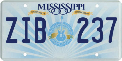 MS license plate ZIB237