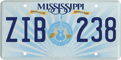 MS license plate ZIB238