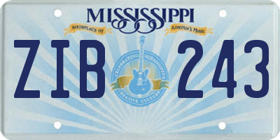 MS license plate ZIB243