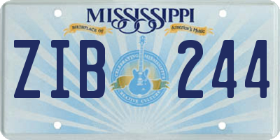MS license plate ZIB244