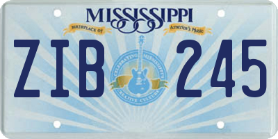MS license plate ZIB245