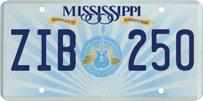 MS license plate ZIB250