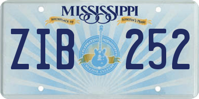 MS license plate ZIB252