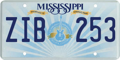 MS license plate ZIB253