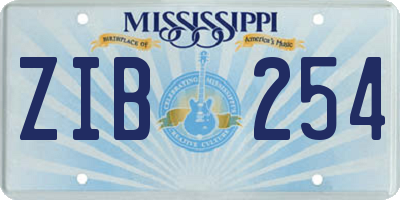 MS license plate ZIB254