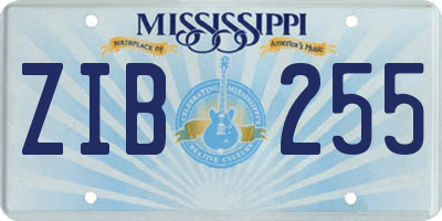 MS license plate ZIB255