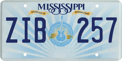 MS license plate ZIB257