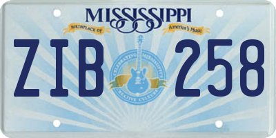 MS license plate ZIB258