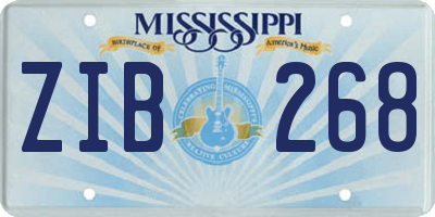 MS license plate ZIB268