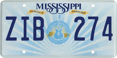 MS license plate ZIB274