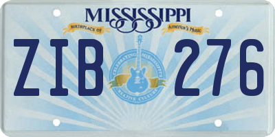 MS license plate ZIB276