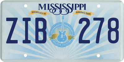 MS license plate ZIB278