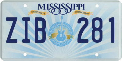 MS license plate ZIB281