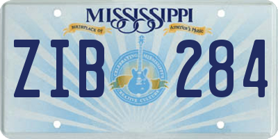 MS license plate ZIB284
