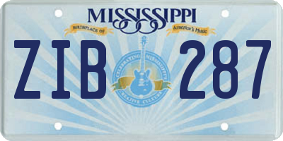 MS license plate ZIB287