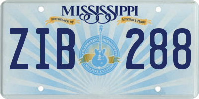 MS license plate ZIB288