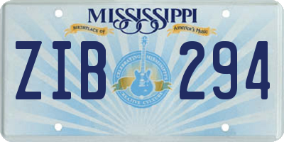 MS license plate ZIB294